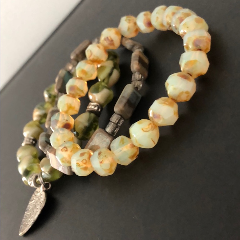 GENUINE POLISHED STONE BRACELETS W/CHARM - Picture 4 of 16